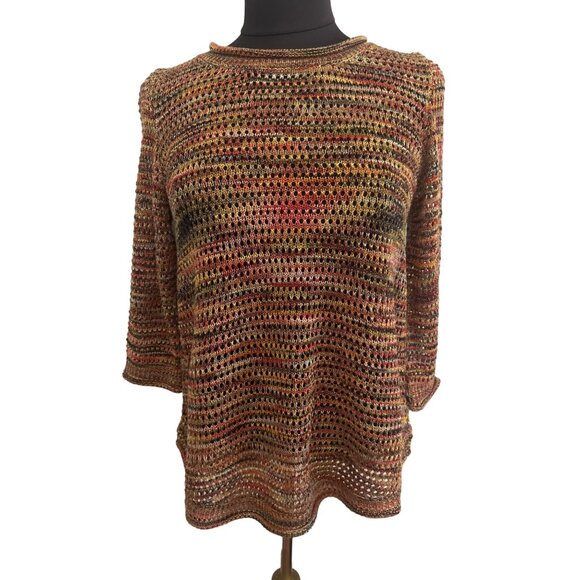 new directions Sweaters - New Directions Petite Multicolor Acrylic Knit Sweater 3/4 Sleeve, Size MP